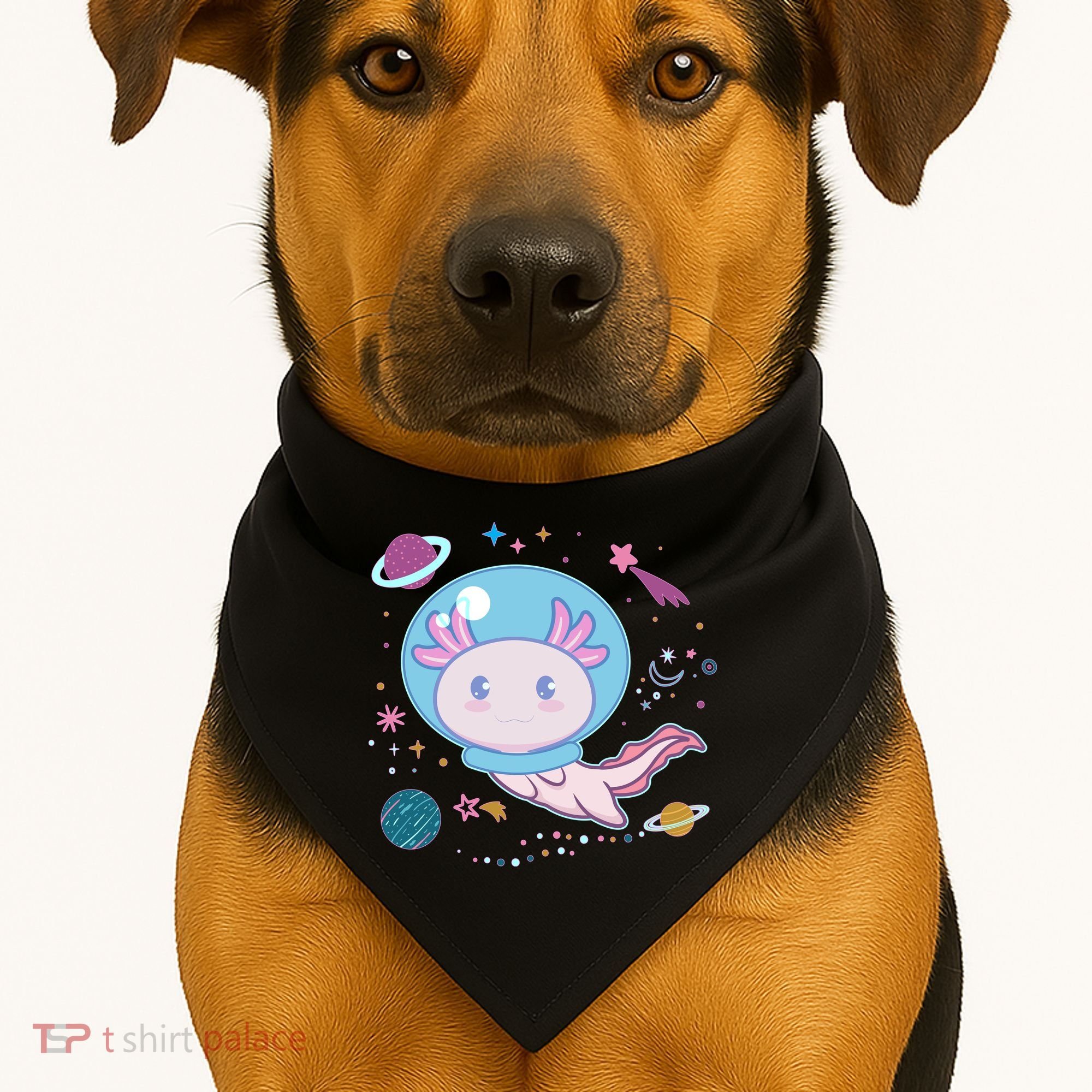 Cute Space Galaxy Astronaut Axolotl USA-Made Doggie Bandana
