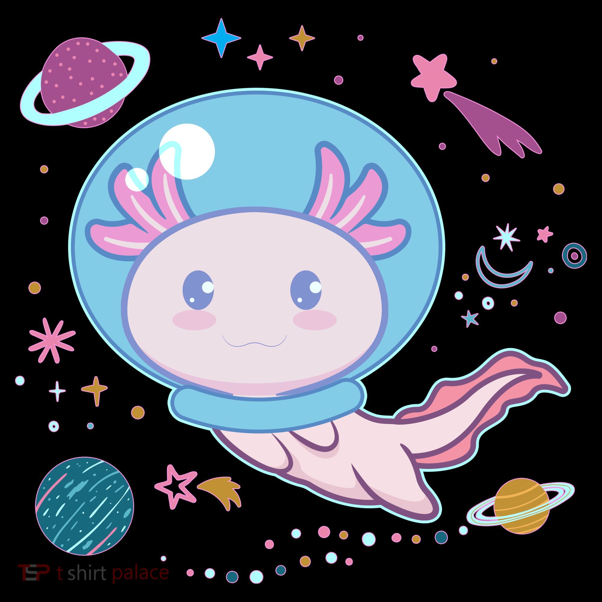 Cute Space Galaxy Astronaut Axolotl USA-Made Doggie Bandana