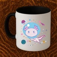 Cute Space Galaxy Astronaut Axolotl Coffee Mug thumb 2