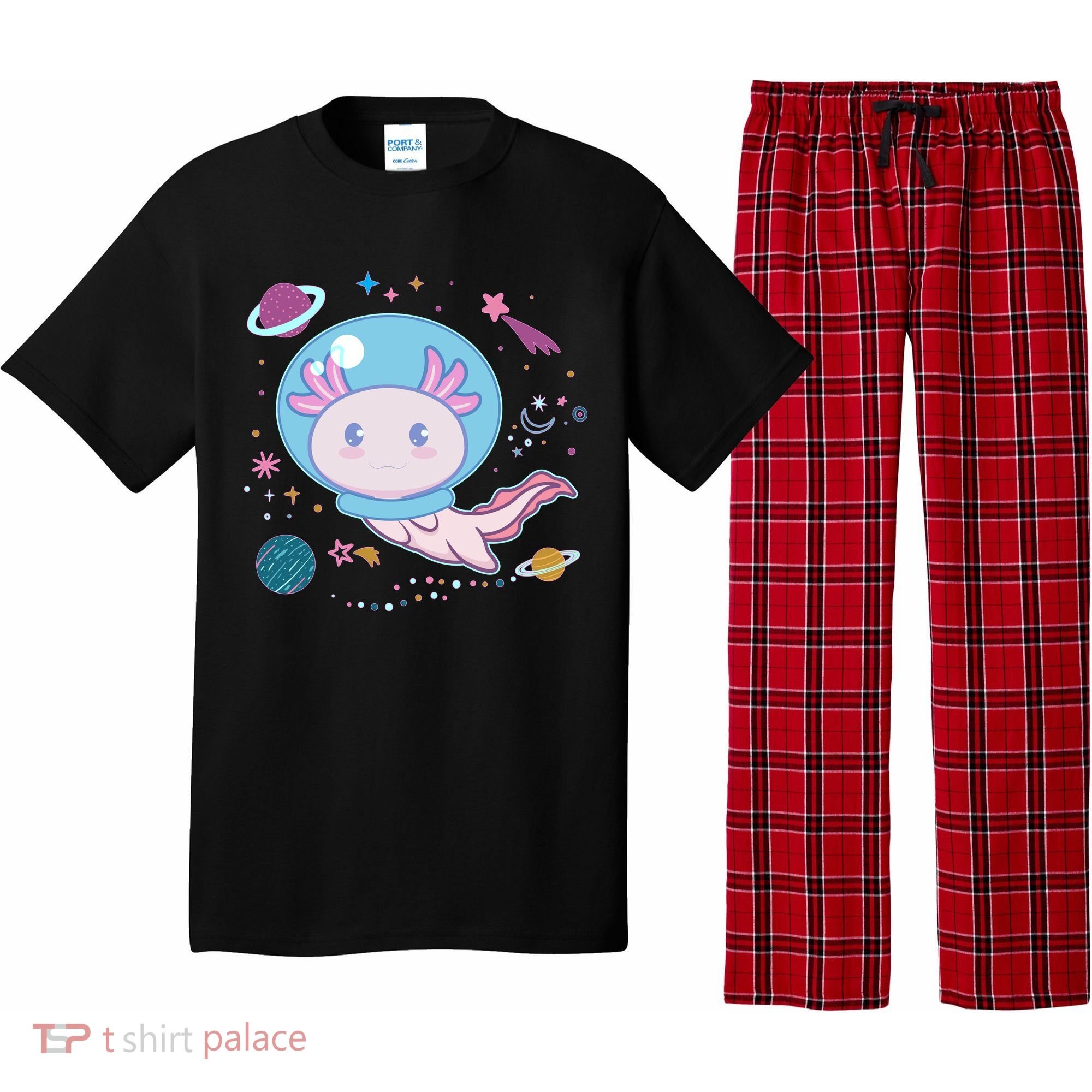 Cute Space Galaxy Astronaut Axolotl Pajama Set