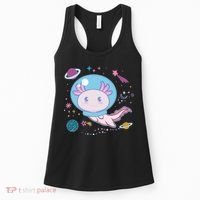 Cute Space Galaxy Astronaut Axolotl Women's Tank Top thumb 0