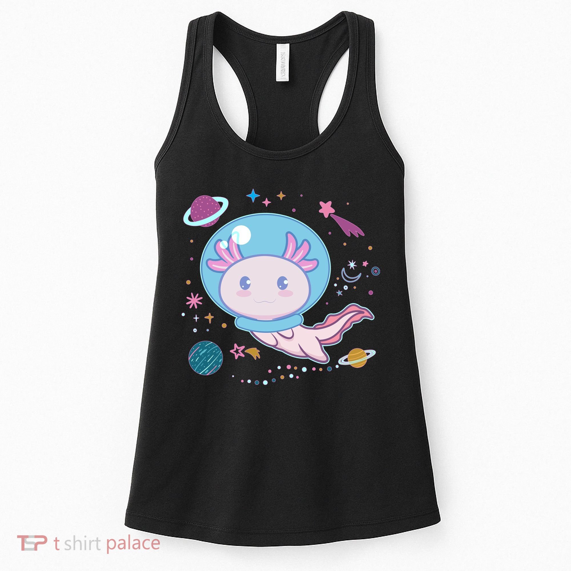 Cute Space Galaxy Astronaut Axolotl Women's Tank Top