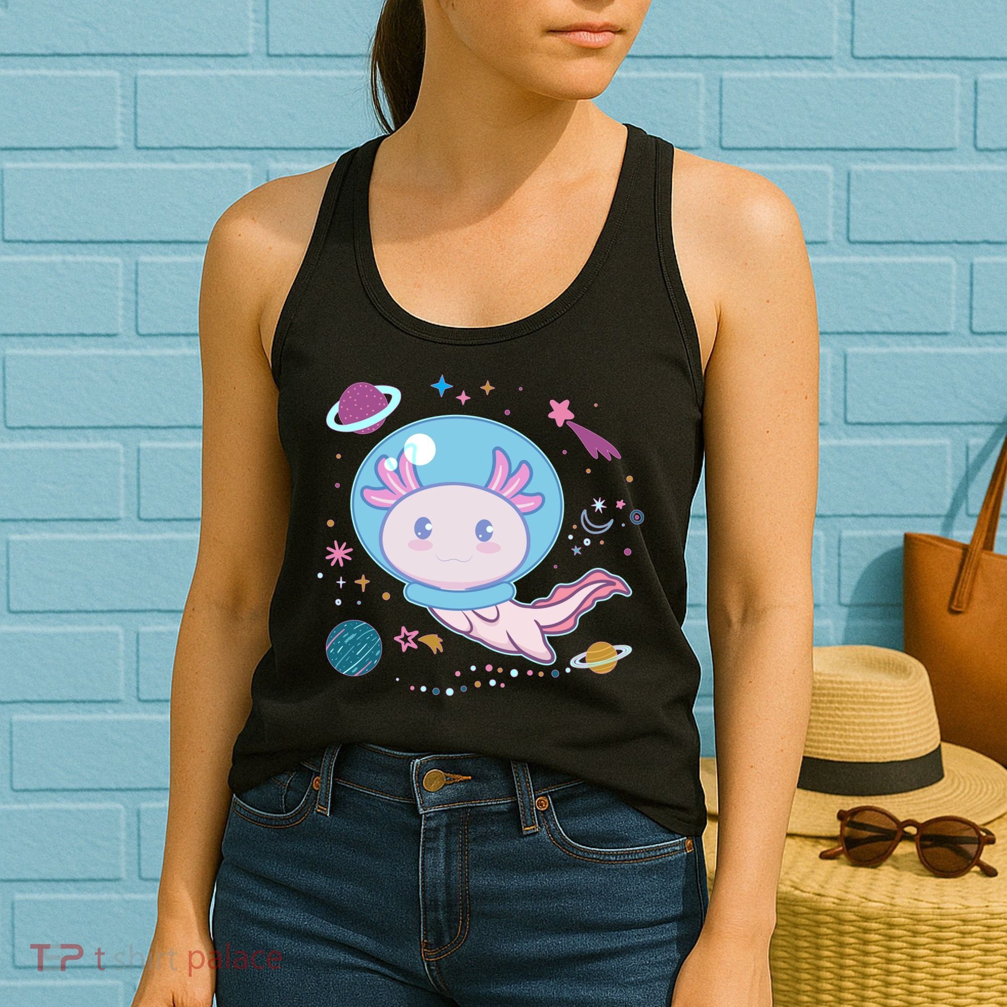 Cute Space Galaxy Astronaut Axolotl Women's Tank Top