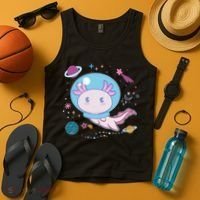Cute Space Galaxy Astronaut Axolotl Tank Top thumb 4