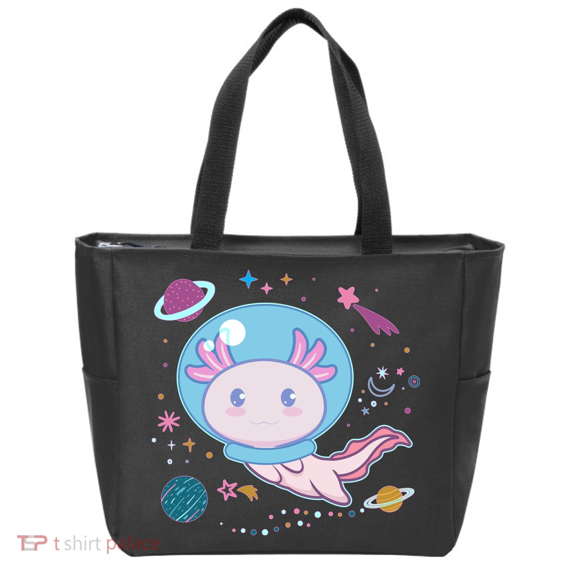 Cute Space Galaxy Astronaut Axolotl Tote Bag
