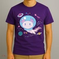 Cute Space Galaxy Astronaut Axolotl T-Shirt thumb 3