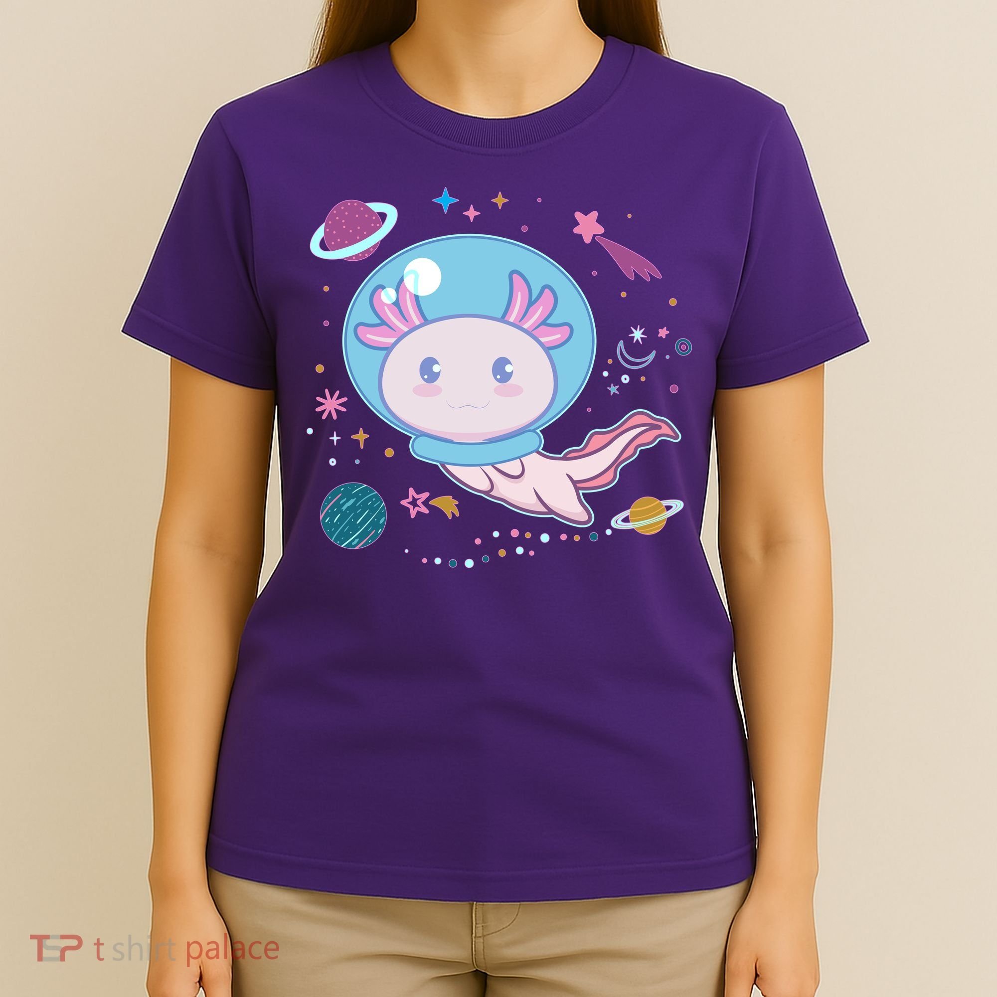 Cute Space Galaxy Astronaut Axolotl T-Shirt