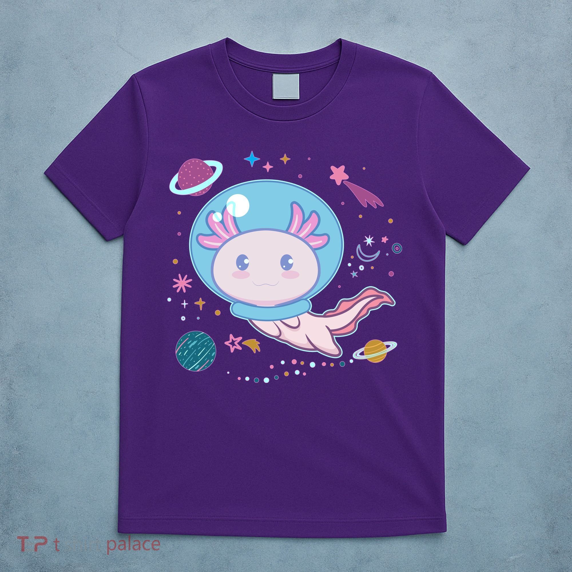 Cute Space Galaxy Astronaut Axolotl T-Shirt