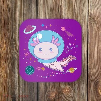 Cute Space Galaxy Astronaut Axolotl Coaster