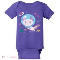 Cute Space Galaxy Astronaut Axolotl Baby Bodysuit thumb 0