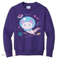 Cute Space Galaxy Astronaut Axolotl Kids Sweatshirt thumb 0