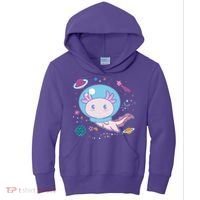 Cute Space Galaxy Astronaut Axolotl Kids Hoodie thumb 0