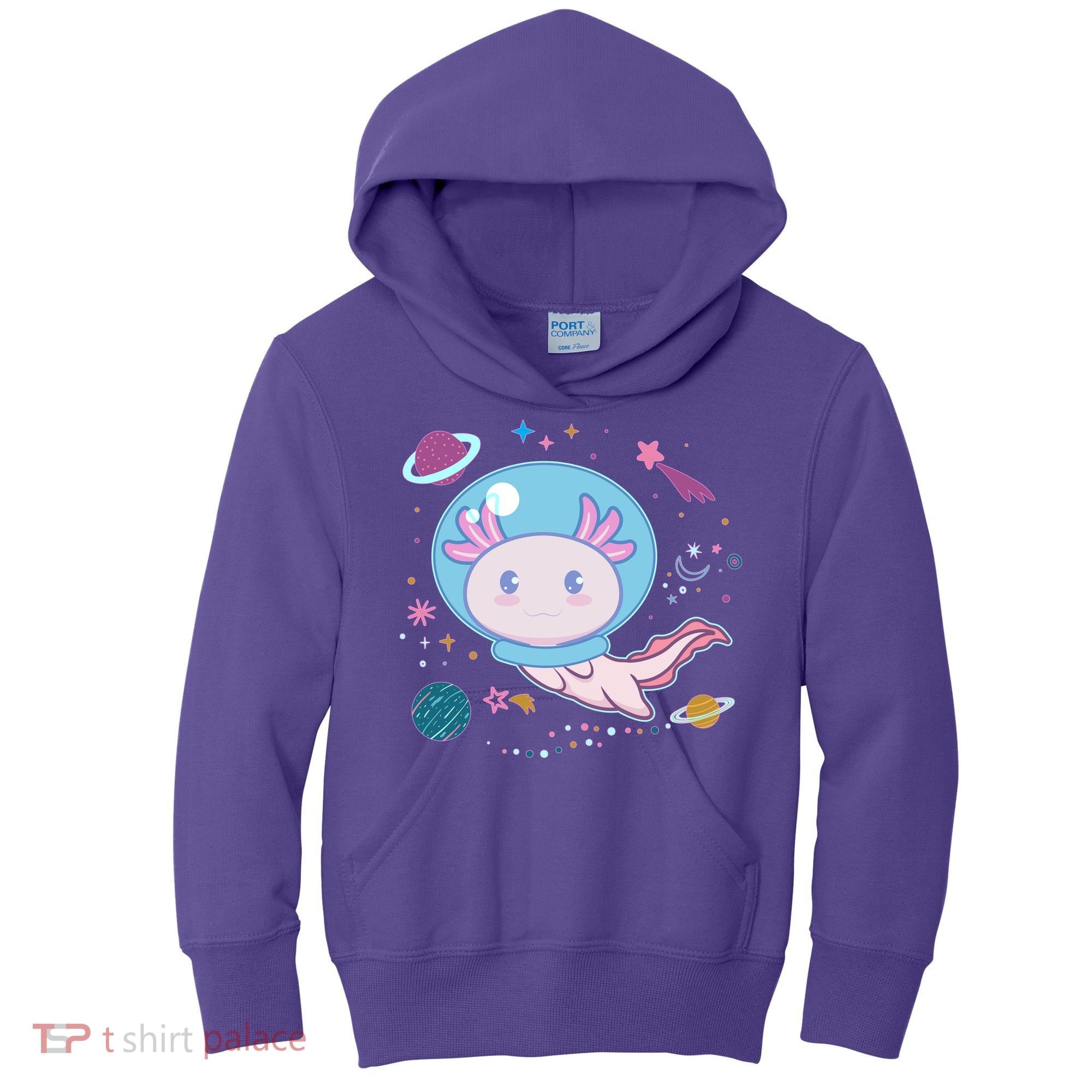 Cute Space Galaxy Astronaut Axolotl Kids Hoodie