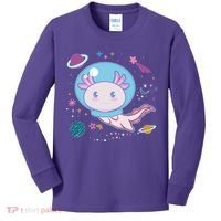 Cute Space Galaxy Astronaut Axolotl Kids Long Sleeve Shirt thumb 0