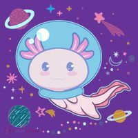 Cute Space Galaxy Astronaut Axolotl Kids Long Sleeve Shirt thumb 2