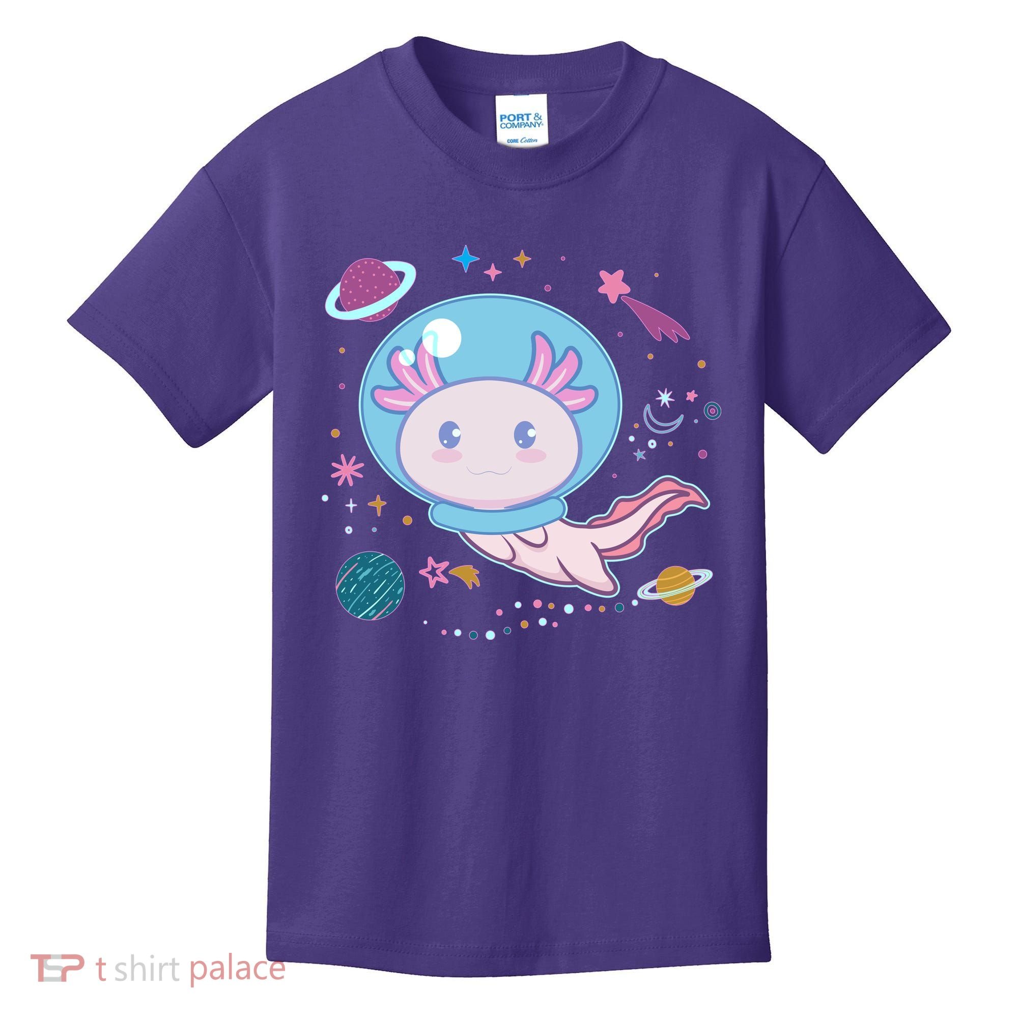 Cute Space Galaxy Astronaut Axolotl Kids T-Shirt