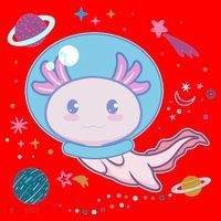 Cute Space Galaxy Astronaut Axolotl Santa Hat thumb 1