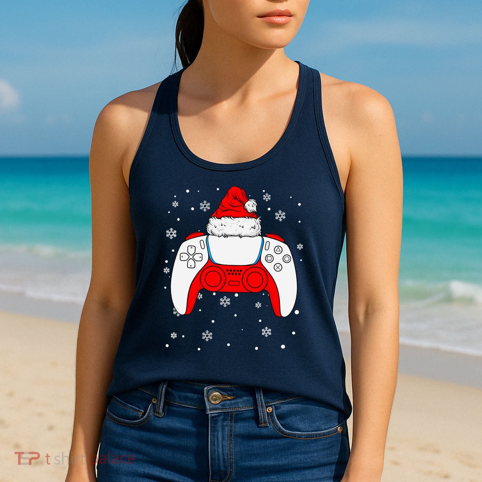 Christmas Santa Gamer Controller Boys Teens Gaming Xmas Women's Tank Top