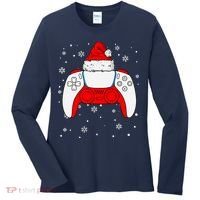 Christmas Santa Gamer Controller Boys Teens Gaming Xmas Women's Long Sleeve Shirt thumb 0