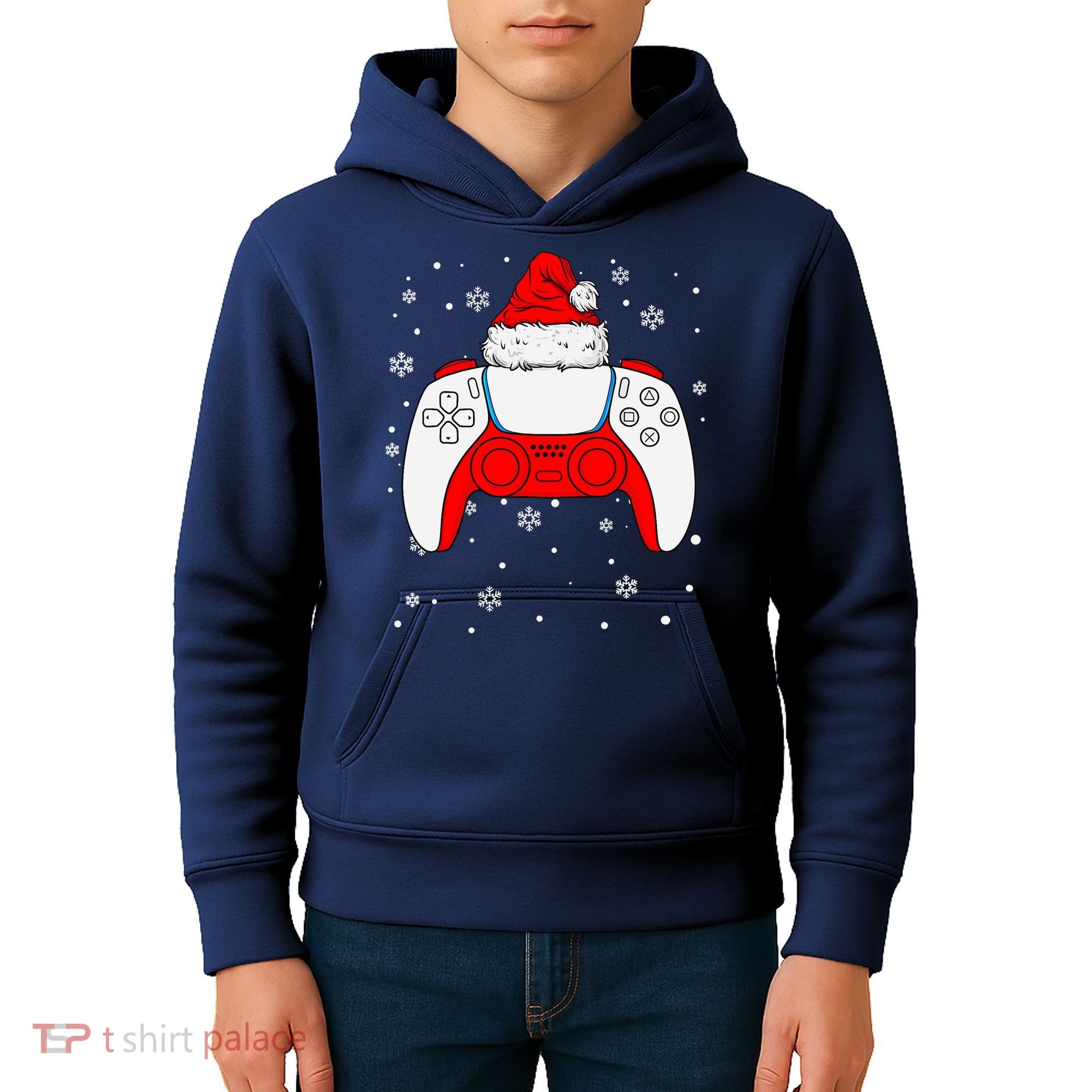 Christmas Santa Gamer Controller Boys Teens Gaming Xmas Kids Hoodie