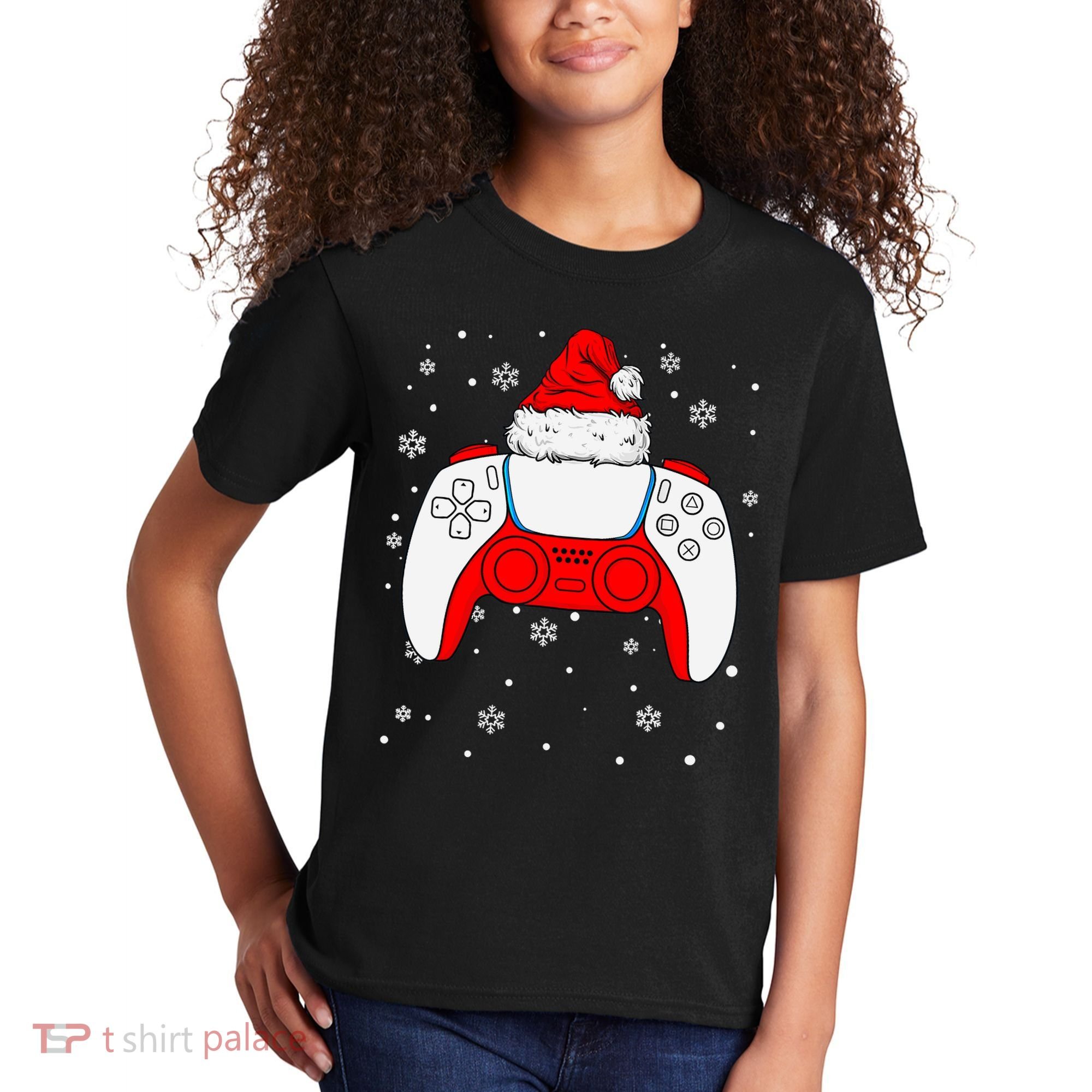 Christmas Santa Gamer Controller Boys Teens Gaming Xmas Kids T-Shirt