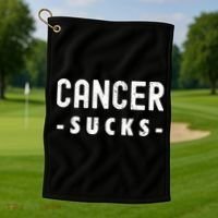 Cancer Sucks Gift Hooded Cancer Gift Golf Towel thumb 1