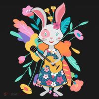 Cute Springtime Guitar Playing Bunny Rabbit Hoodie thumb 2