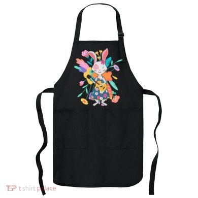 Cute Springtime Guitar Playing Bunny Rabbit Apron