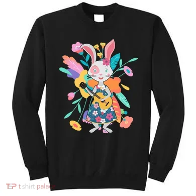 Cute Springtime Guitar Playing Bunny Rabbit Sweatshirt
