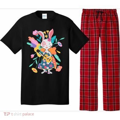 Cute Springtime Guitar Playing Bunny Rabbit Pajama Set