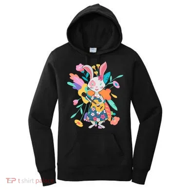 Cute Springtime Guitar Playing Bunny Rabbit Women's Hoodie