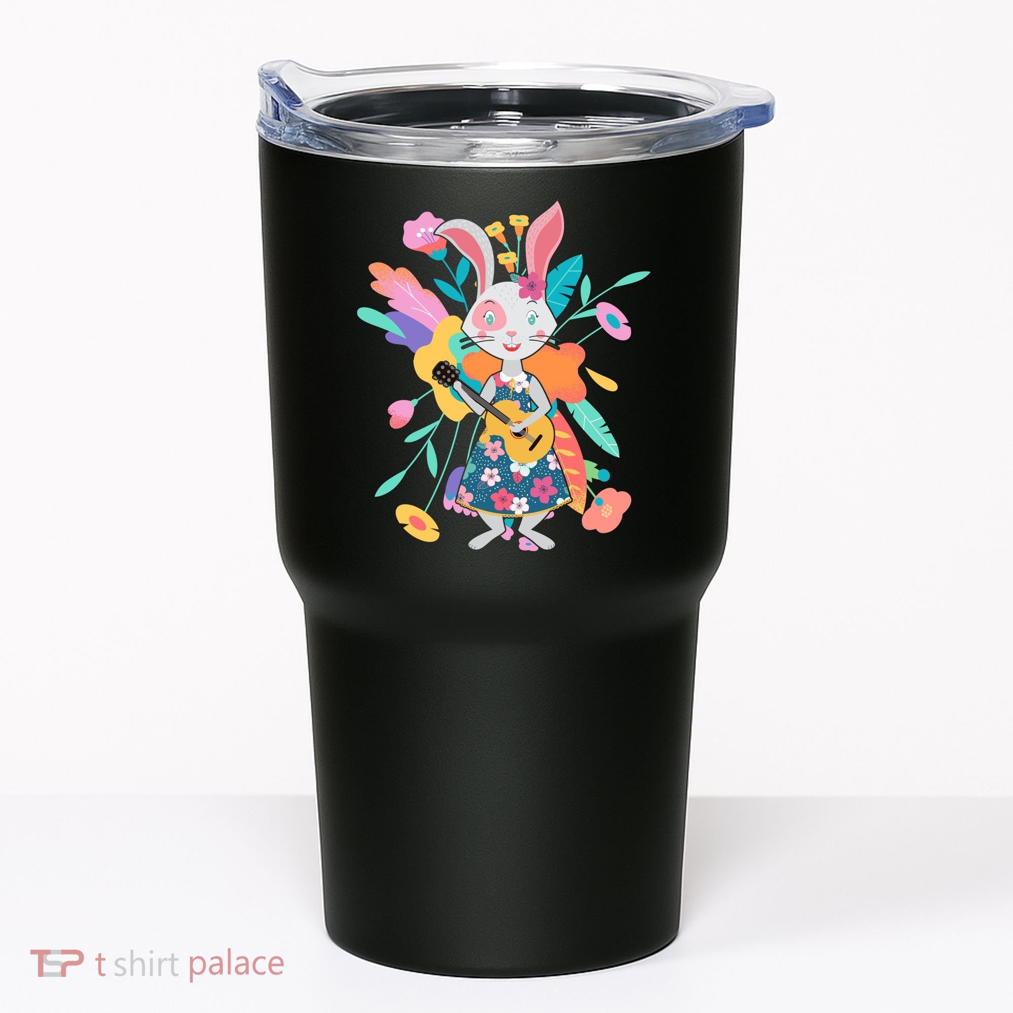 Cute Springtime Guitar Playing Bunny Rabbit Tumbler