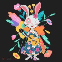 Cute Springtime Guitar Playing Bunny Rabbit Tumbler thumb 3
