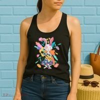 Cute Springtime Guitar Playing Bunny Rabbit Women's Tank Top thumb 2