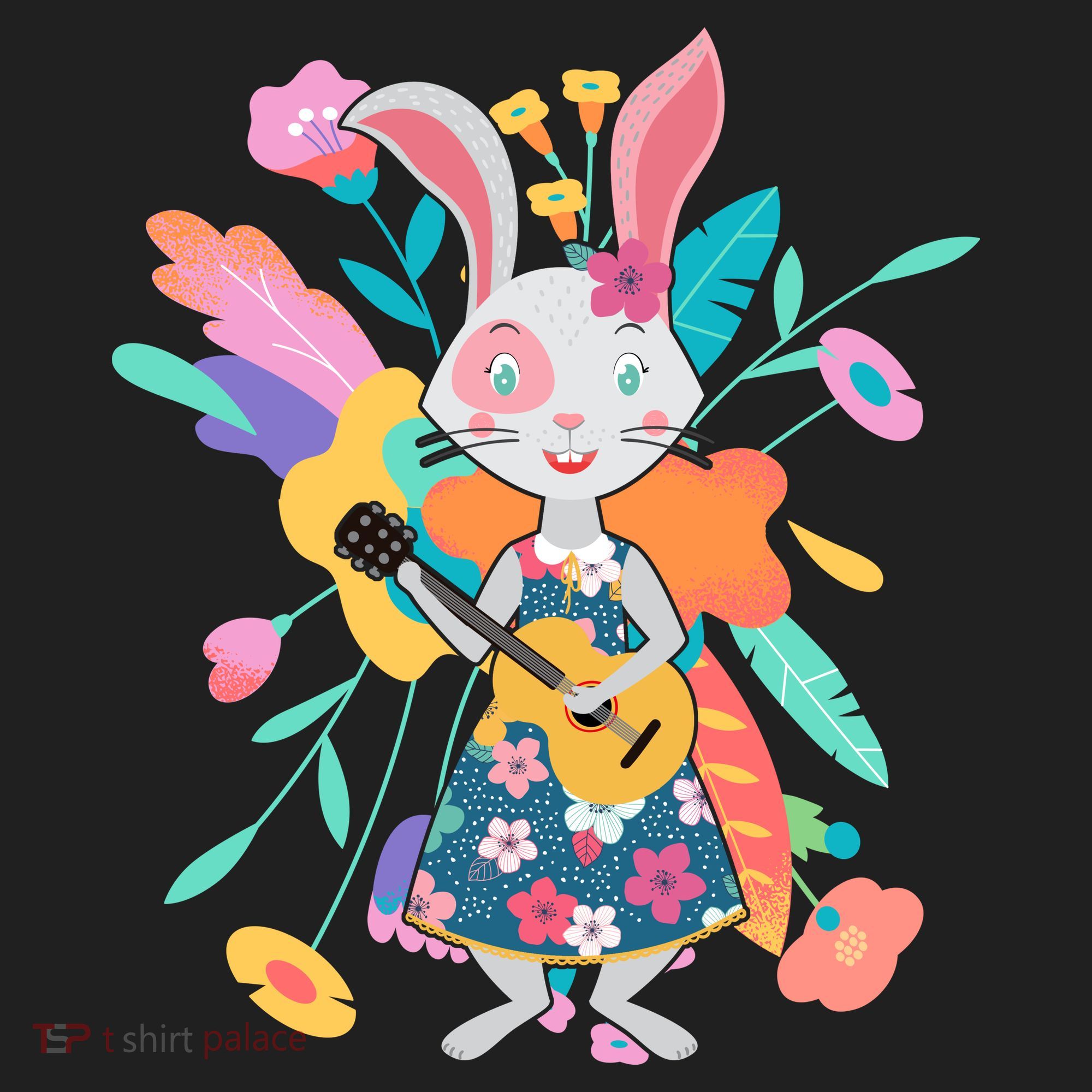 Cute Springtime Guitar Playing Bunny Rabbit Hat