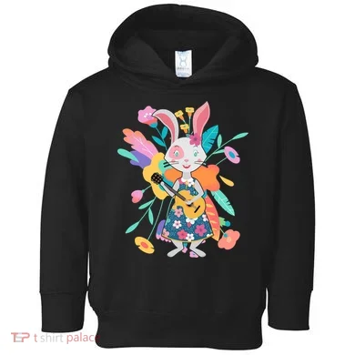 Cute Springtime Guitar Playing Bunny Rabbit Toddler Hoodie