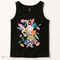 Cute Springtime Guitar Playing Bunny Rabbit Tank Top thumb 2