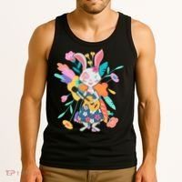 Cute Springtime Guitar Playing Bunny Rabbit Tank Top thumb 3