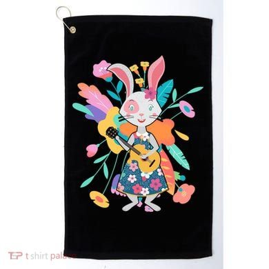 Cute Springtime Guitar Playing Bunny Rabbit Golf Towel