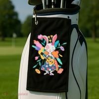 Cute Springtime Guitar Playing Bunny Rabbit Golf Towel thumb 2