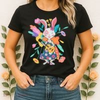 Cute Springtime Guitar Playing Bunny Rabbit Women's T-Shirt thumb 2