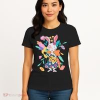 Cute Springtime Guitar Playing Bunny Rabbit Women's T-Shirt thumb 4