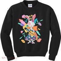 Cute Springtime Guitar Playing Bunny Rabbit Kids Sweatshirt thumb 0