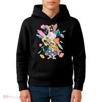 Cute Springtime Guitar Playing Bunny Rabbit Kids Hoodie thumb 4
