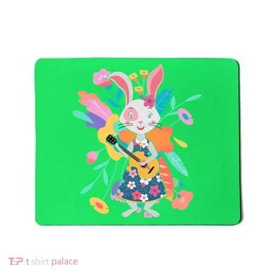 Cute Springtime Guitar Playing Bunny Rabbit Mousepad
