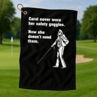 Carol Safety Goggles Funny Science Chemistry Golf Towel thumb 1