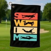 Cute Swimming Gift For Swimmers Golf Towel thumb 1