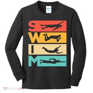 Cute Swimming Gift For Swimmers Kids Long Sleeve Shirt