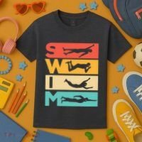 Cute Swimming Gift For Swimmers Kids T-Shirt thumb 3
