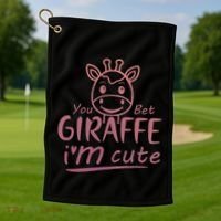 Cute Sarcastic Giraffe Animal Lover You Bet Giraffe Golf Towel thumb 1